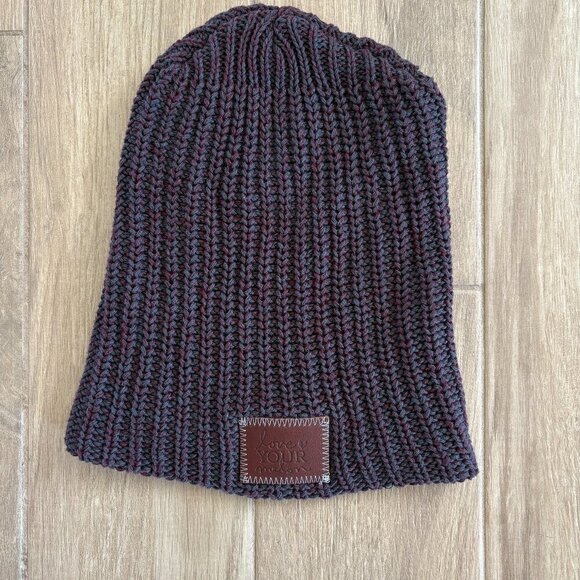 Love Your Melon Beanie Unisex Purple Slouchy Chunky Knit Cotton Winter USA - Picture 1 of 6